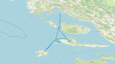 Map of the Island Hopping Route Croatia route