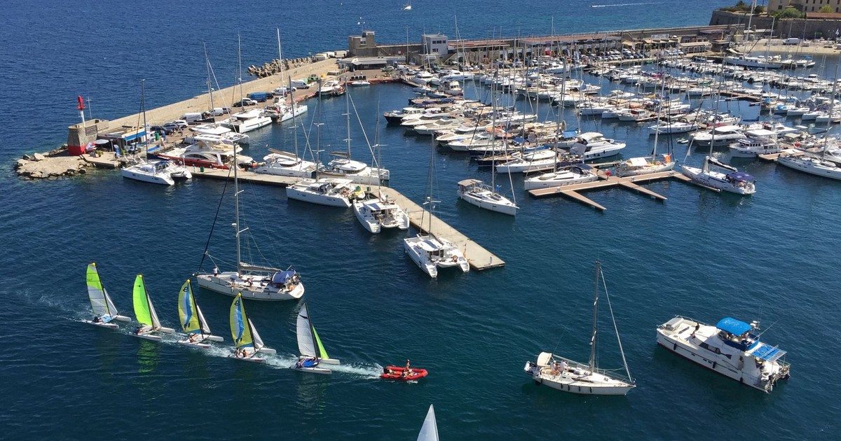 Scenic route view of Bonifacio harbor and the limestone cliffs of Corsica